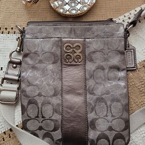 Coach Metallic Platinum Signature Crossbody Bag